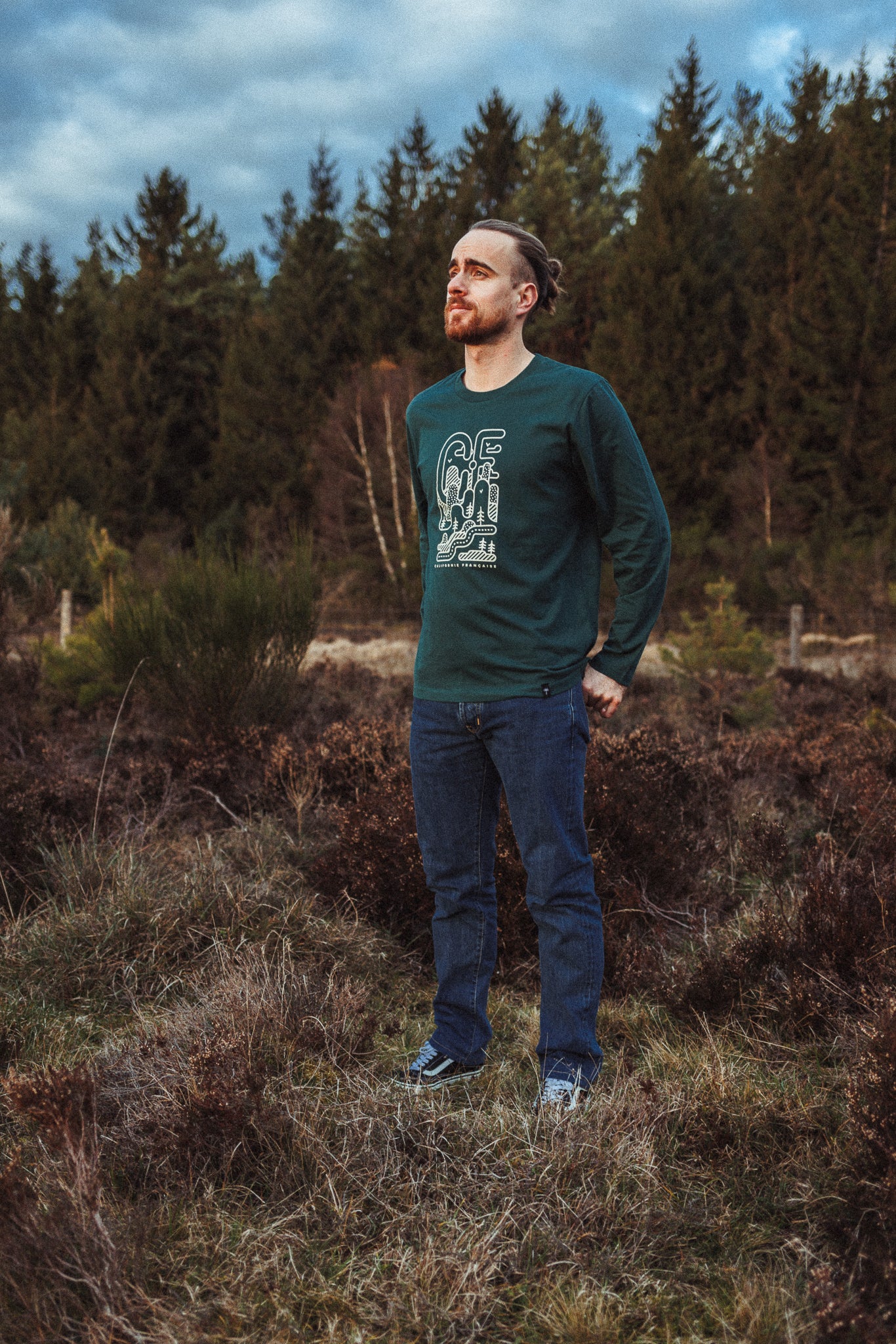 Long Sleeve T-shirt Geometric Mountain Green – Image 2