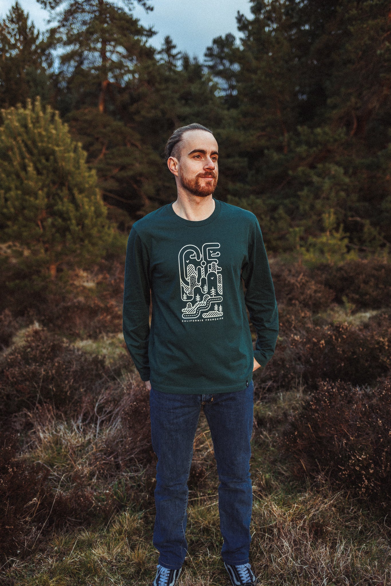 Long Sleeve T-shirt Geometric Mountain Green – Image 3