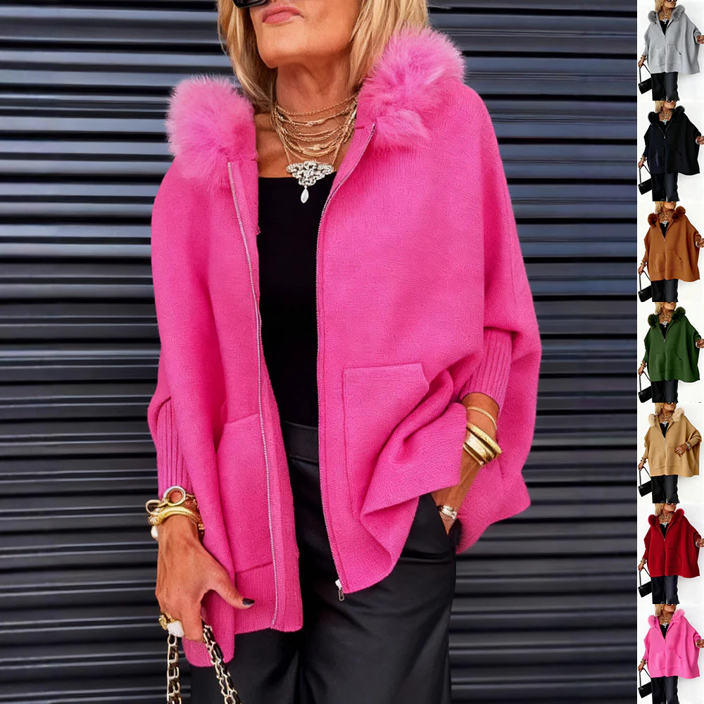 Cardigan Femme à Capuche Zippé avec Poches Chaud – Image 2