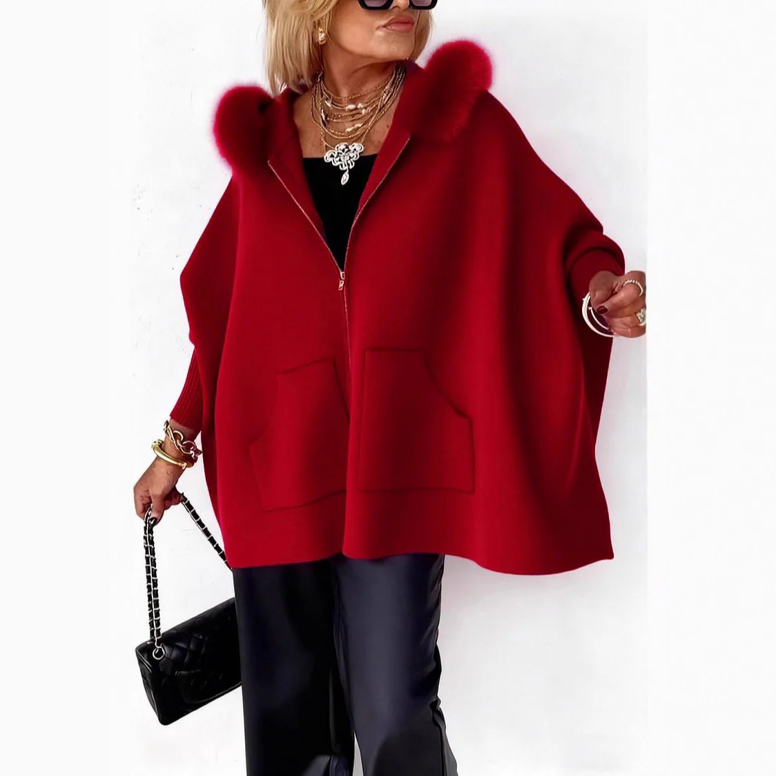 Cardigan Femme à Capuche Zippé avec Poches Chaud – Image 6